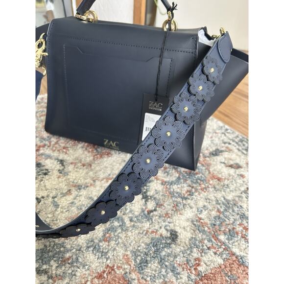 ZAC Zac Posen Navy Eartha Iconic Top Handle Purse Handbag - Picture 3 of 5